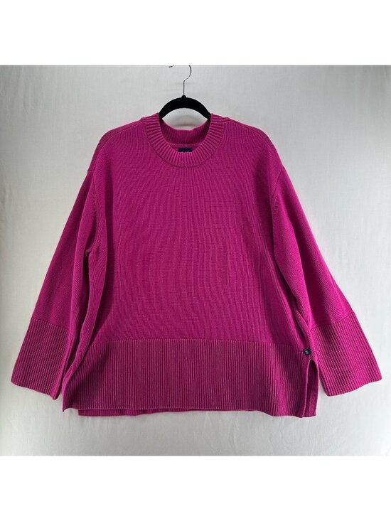 GAP Sweaters - Gap Crewneck Sweater Womens 2XL Ribbed Split Hem Pullover Festival Fuchsia Pink